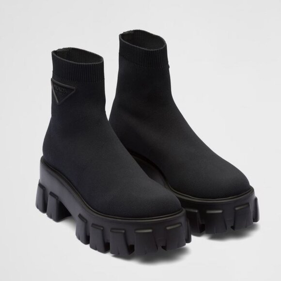 Prada Monolith Knit Sock booties boots size 40 NIB Saks Fifth Ave SOLD - Picture 1 of 7